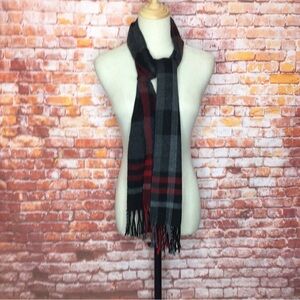 Classic Red  Black and Gray Plaid Preppy Winter Scarf